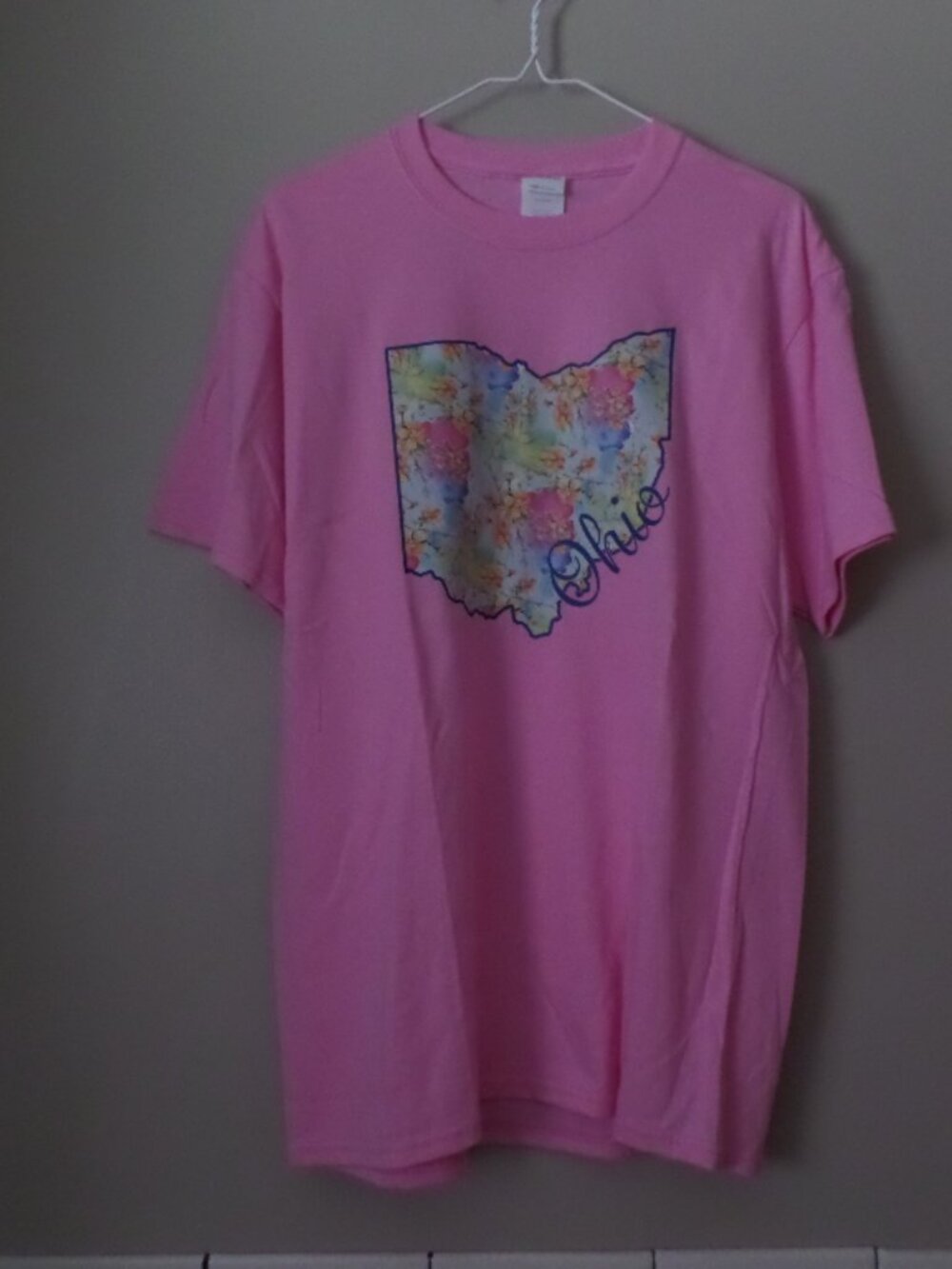 Port Authority Pink Graphic Ohio Floral Filled Outline – Size M  -NWOT